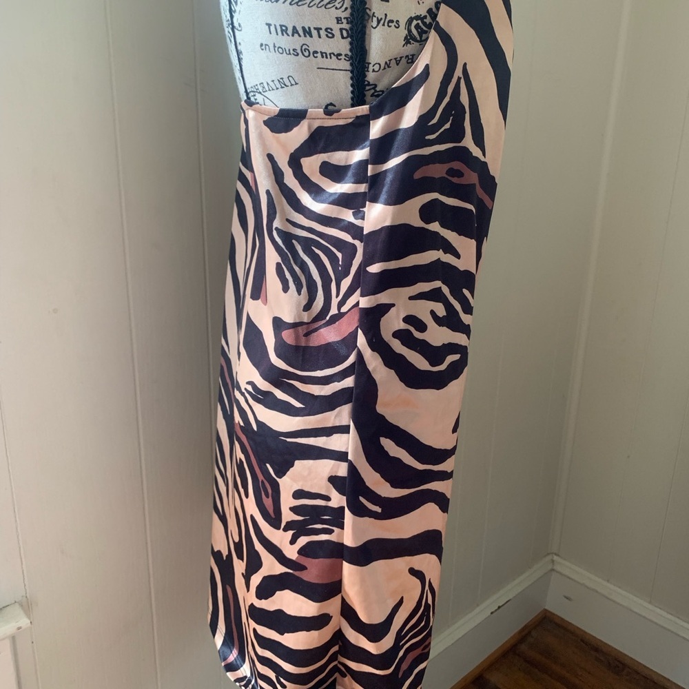 Zara Zebra Print Satin Slip Dress Mini Brown Tan Y2K Bodycon Party Size S - Picture 5 of 6